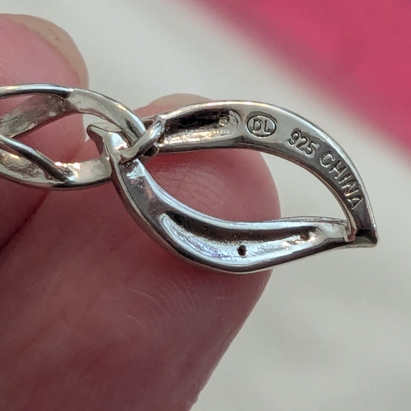 Elegant Sterling Silver Infinity Swirl Twist Genuine Diamond Necklace 925 - Picture 5 of 11